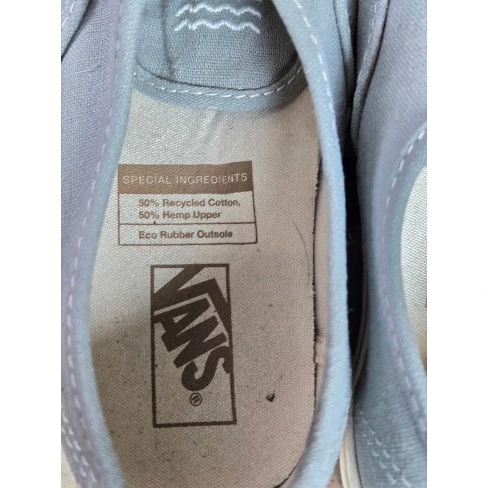 Vans Authentic‎ Eco Theory Blue Grey Embroidered Peace Leaf Mens 4.5 Womens 6.0